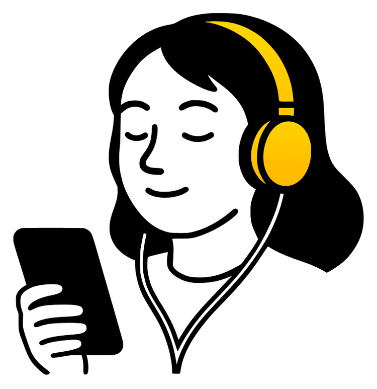 Person listening to audio on headphones